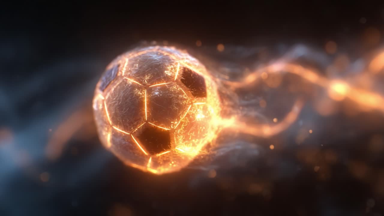 Dynamic Representation of an Electrifying Soccer Ball in Motion, Capturing the Energy and Passion of the Game Through Vibrant Visuals and Lighting Effects