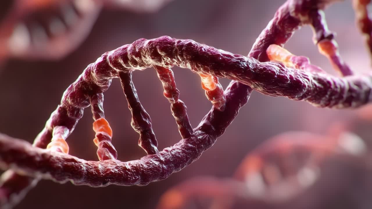 Microscopic Visualization of DNA Structure: Examining the Complex Helix Formation and Molecular Interactions within Genetic Material