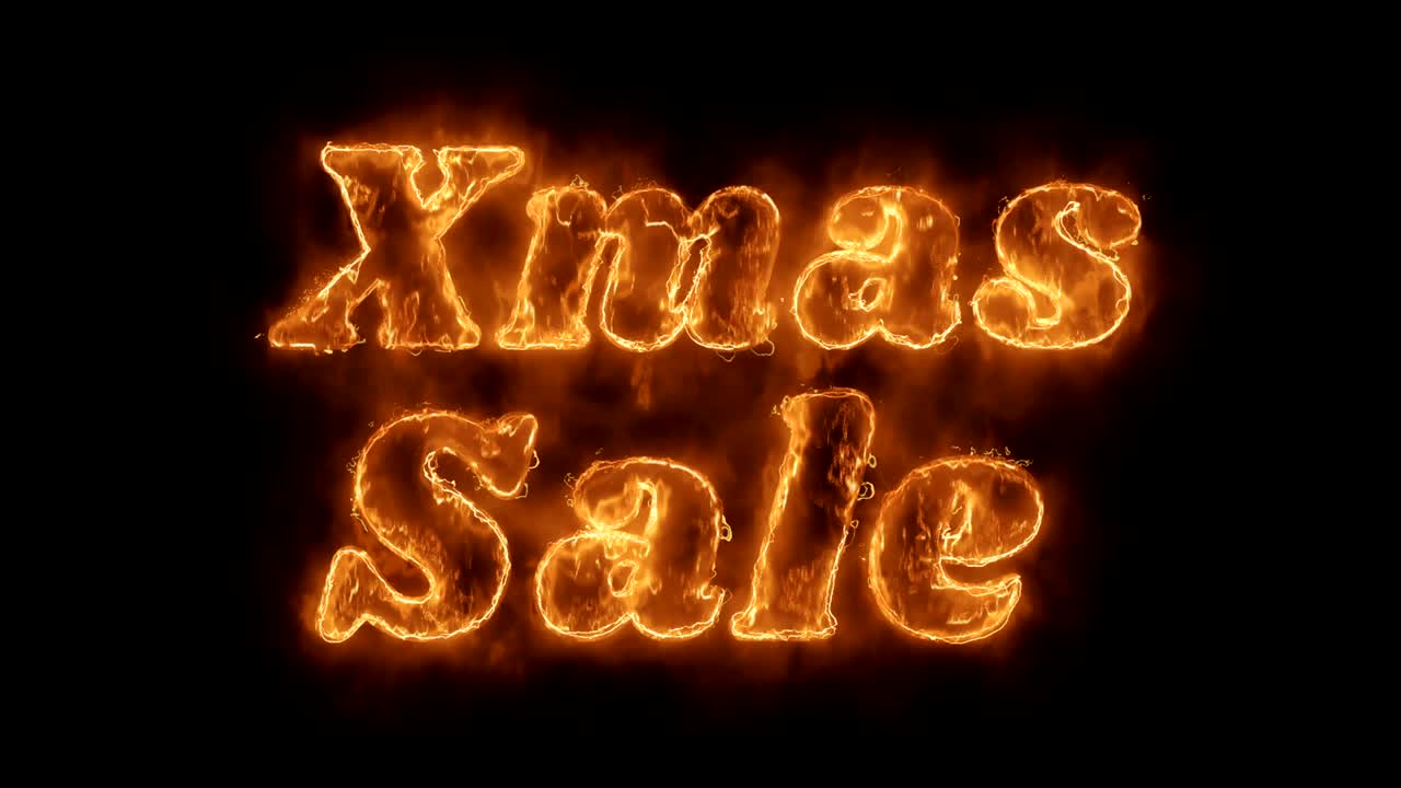 xmas sale word: 뜨거운 애니메이션 불타는 현실적인 불 불꽃 루프