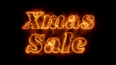 xmas palabra de venta animada caliente quema el bucle de llama de fuego realista.