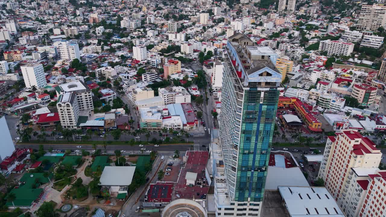 Drone perspective highlighting Acapulco’s seaside boulevard