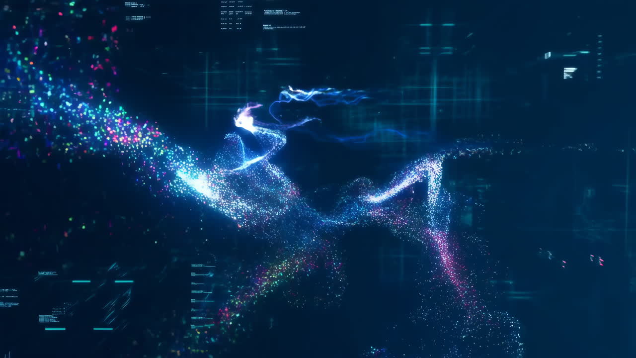 Abstract Digital Particles Flowing in Cyberspace