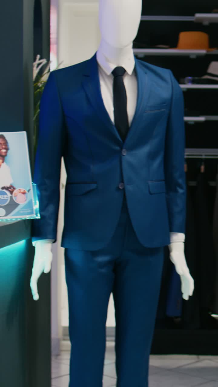 Video verticale: negozio di abbigliamento vuoto per persone e clienti moderni