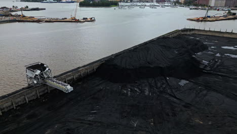 coal power plant's coal storage area is empty as the plant is being shut down