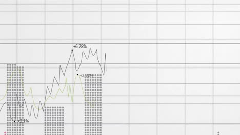 animación del procesamiento de datos financieros sobre una cuadrícula sobre un fondo blanco