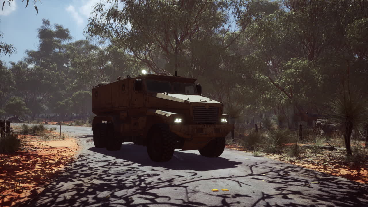 vehículo blindado de convoy en la carretera