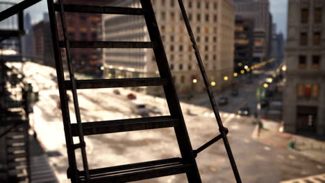 a view of a city street from a window