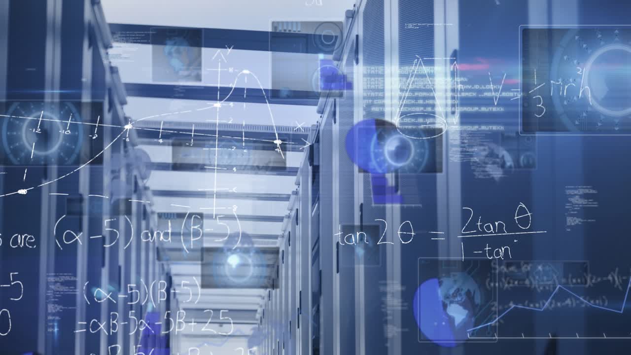 Animation of data processing over server room