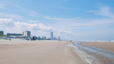 beach scene with buildings