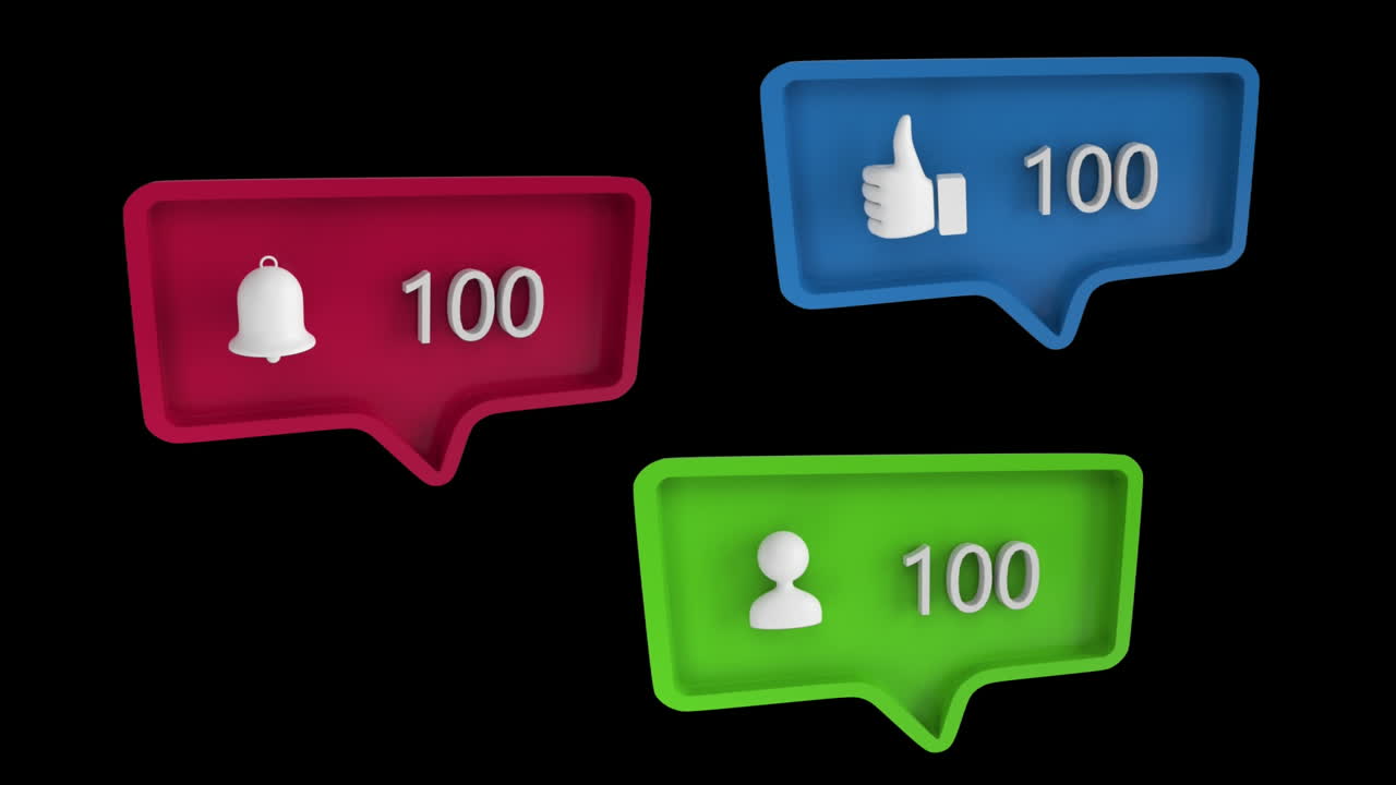 iconos con un número creciente en las redes sociales