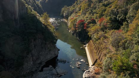 Autumn-Mountains-on-Fukuchiyama-Line-Hike,-Aerial-View,-Hyogo-Japan