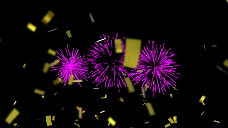 fireworks and confetti animation sparkling over black background