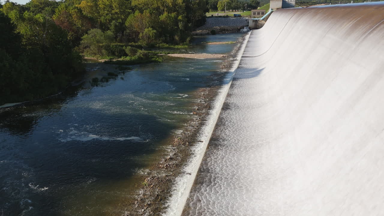 Spavinaw Spillway And Dam In Oklahoma, United States - Drone Shot