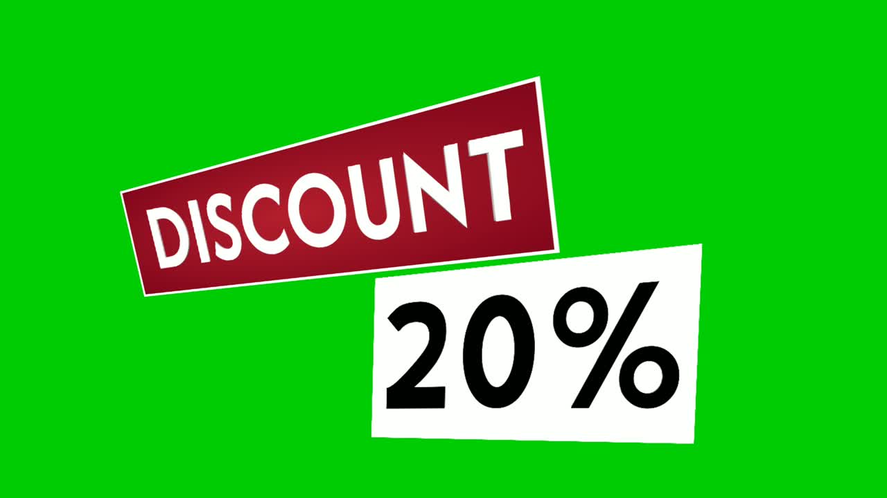 20% de descuento texto animación gráficos de movimiento adecuados para sus ventas flash, viernes negro, proyectos de compras concepto de negocio en pantalla verde
