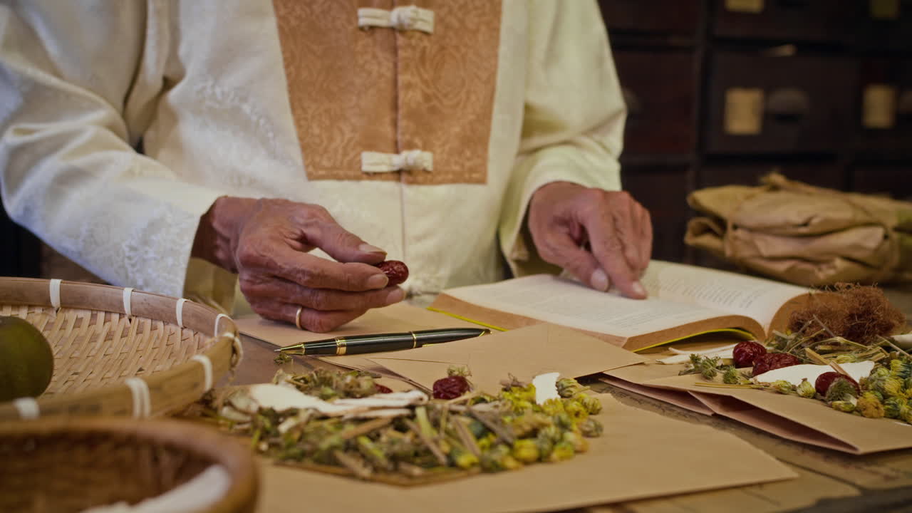 Unrecognizable Healer Making Recipe of Herbs at Old Apothecary