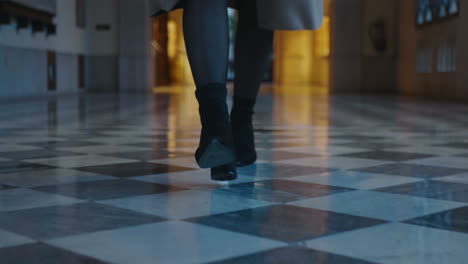 young woman feet walking