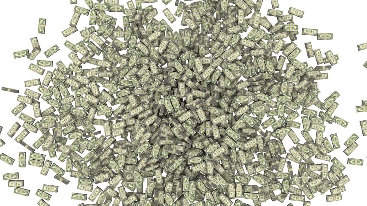 el dinero se acumula paquetes de dólares cayendo ganancias financieras de los ee.uu. impuesto de moneda estadounidense