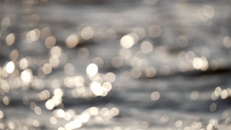 shallow focus bokeh shot large aperture sparkling ocean surface at golden hour