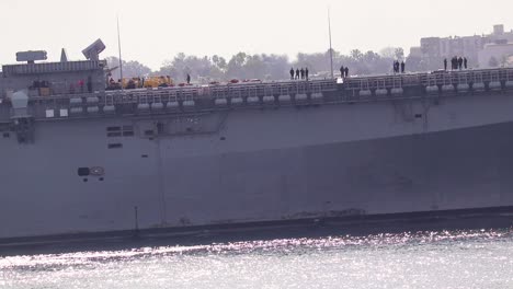 Closeup-of-a-warship-passing-by