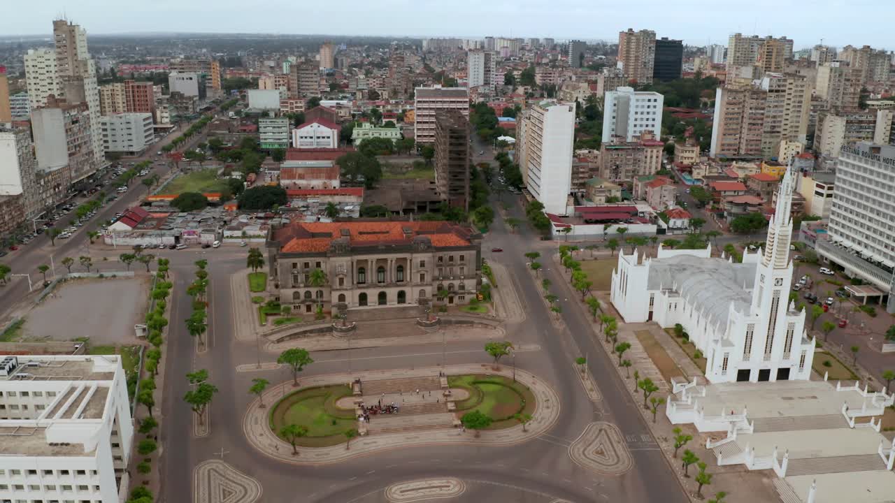 mozambique, centro de maputo, catedral, imágenes de drones 4k