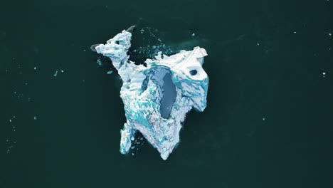 top-down view of iceberg in jokulsarlon glacial lake in south iceland