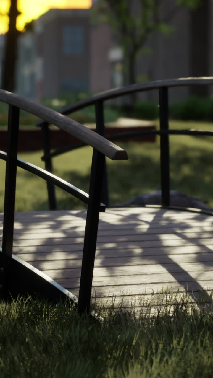 Wooden Bridge in a Park
