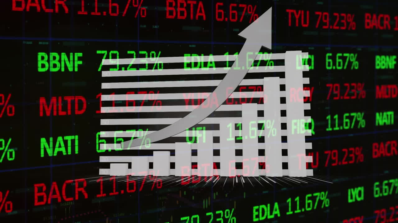 Animatie van statistieken met pijl en dataverwerking