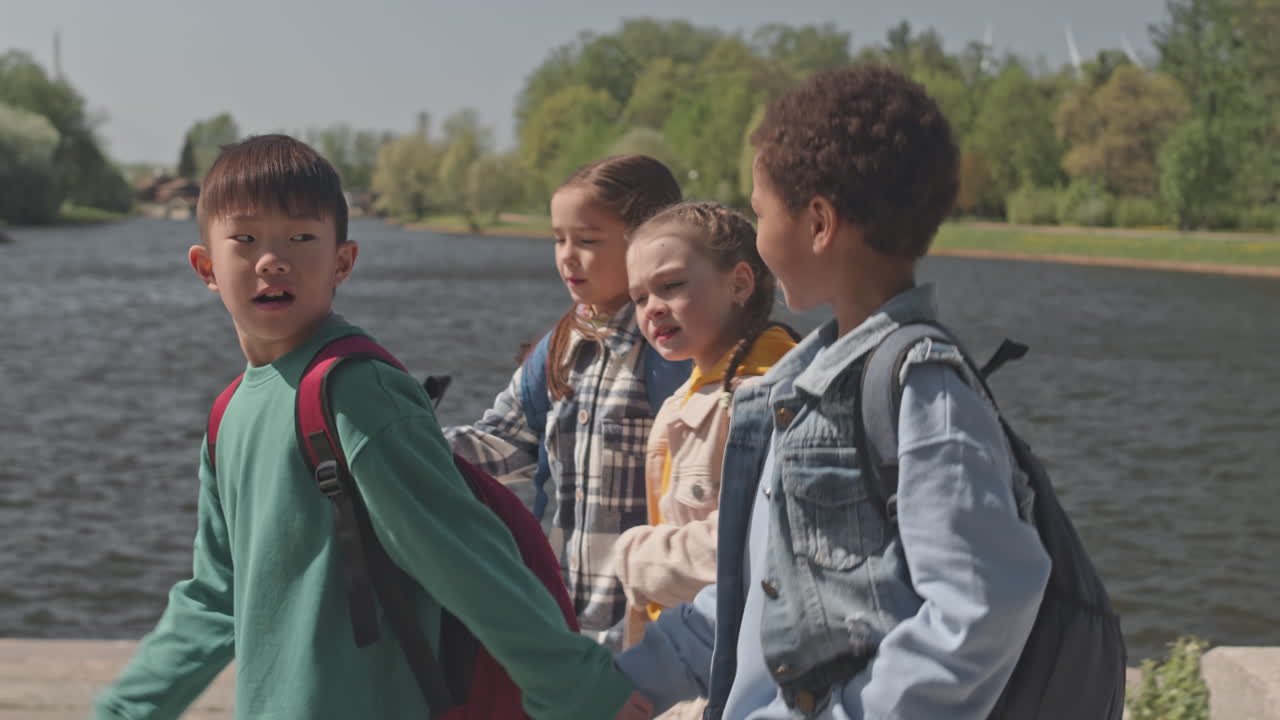 Children Walking Together Outdoors