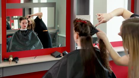 hair styling in a salon