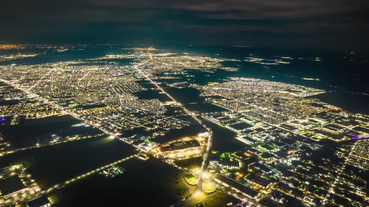 Reynosa from Above: Night Time Lapse Aerial View of City Lights Glow