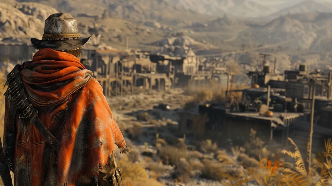 Cowboy in a desert landscape