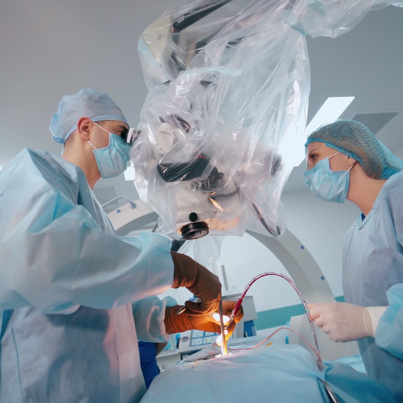 Operating room with patient
