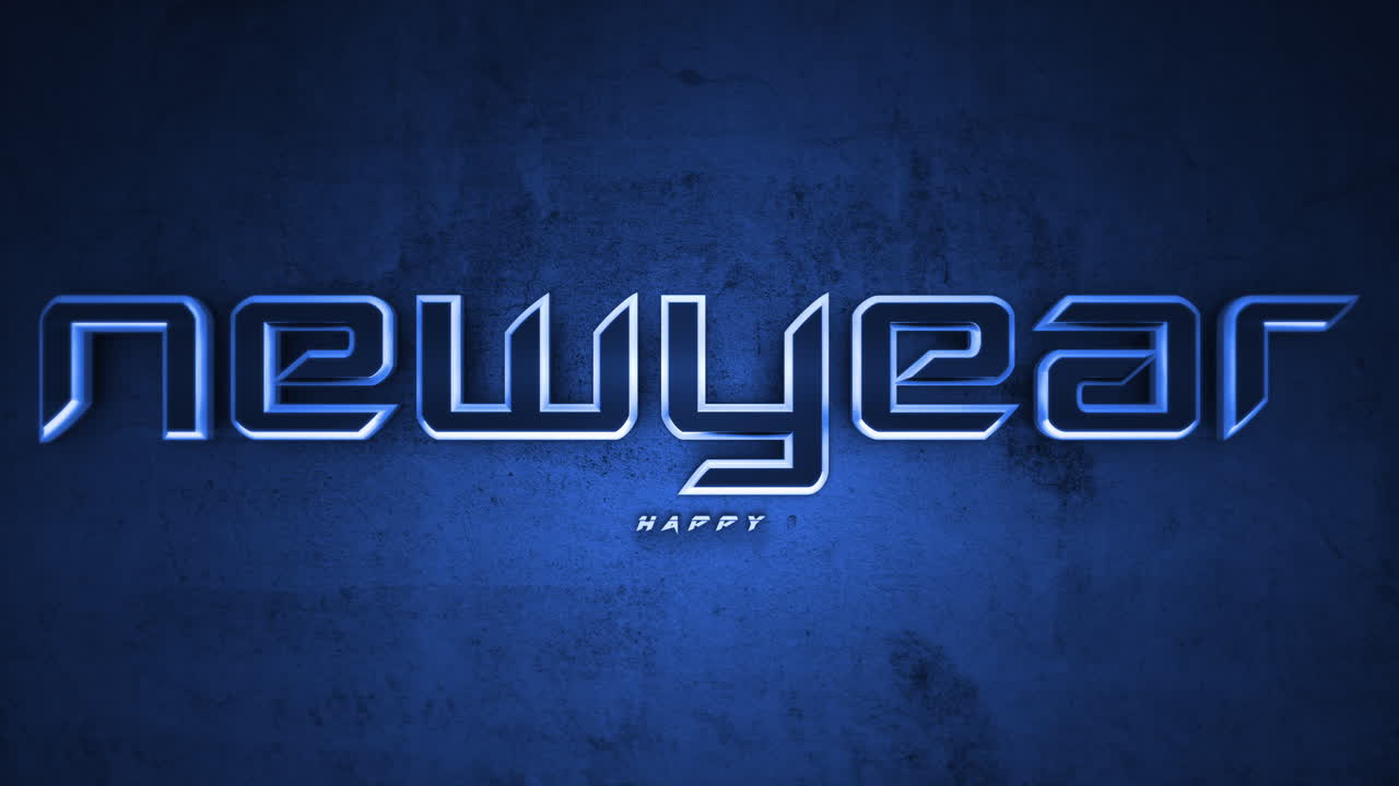 texto de feliz año nuevo monocromático oscuro en degradado azul