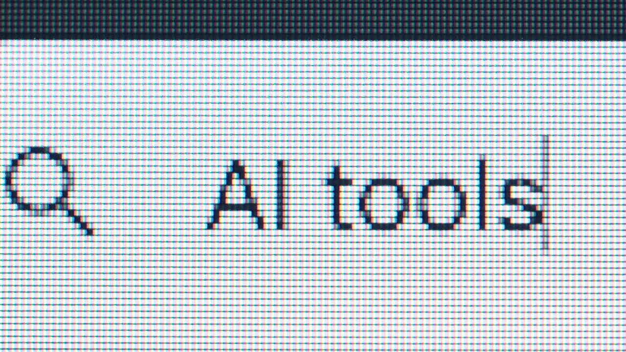 Search query for AI tools on a computer screen