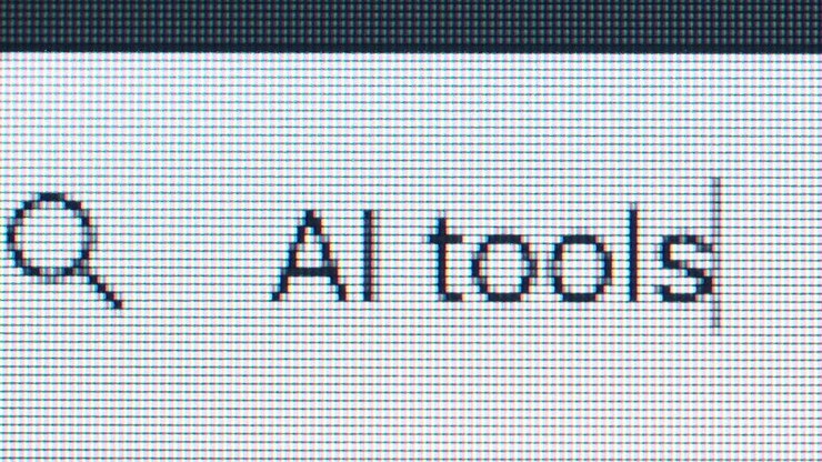 Search query for AI tools on a computer screen