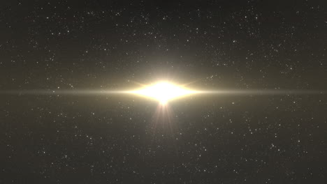 animación de luz brillante amarilla que se mueve sobre las estrellas sobre fondo negro