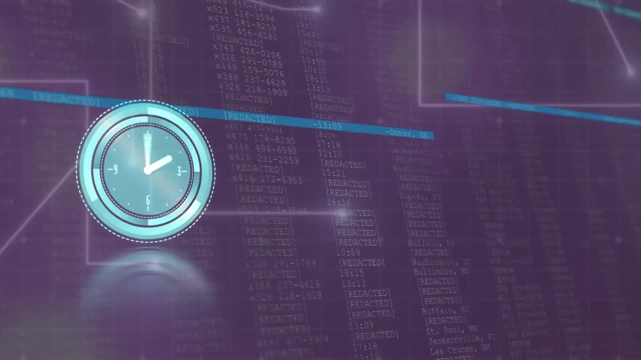 Animation of clock ticking over data processing