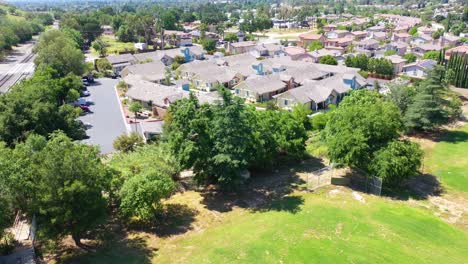 aerial over a retirement village for senior living neighborhood in simi valley california