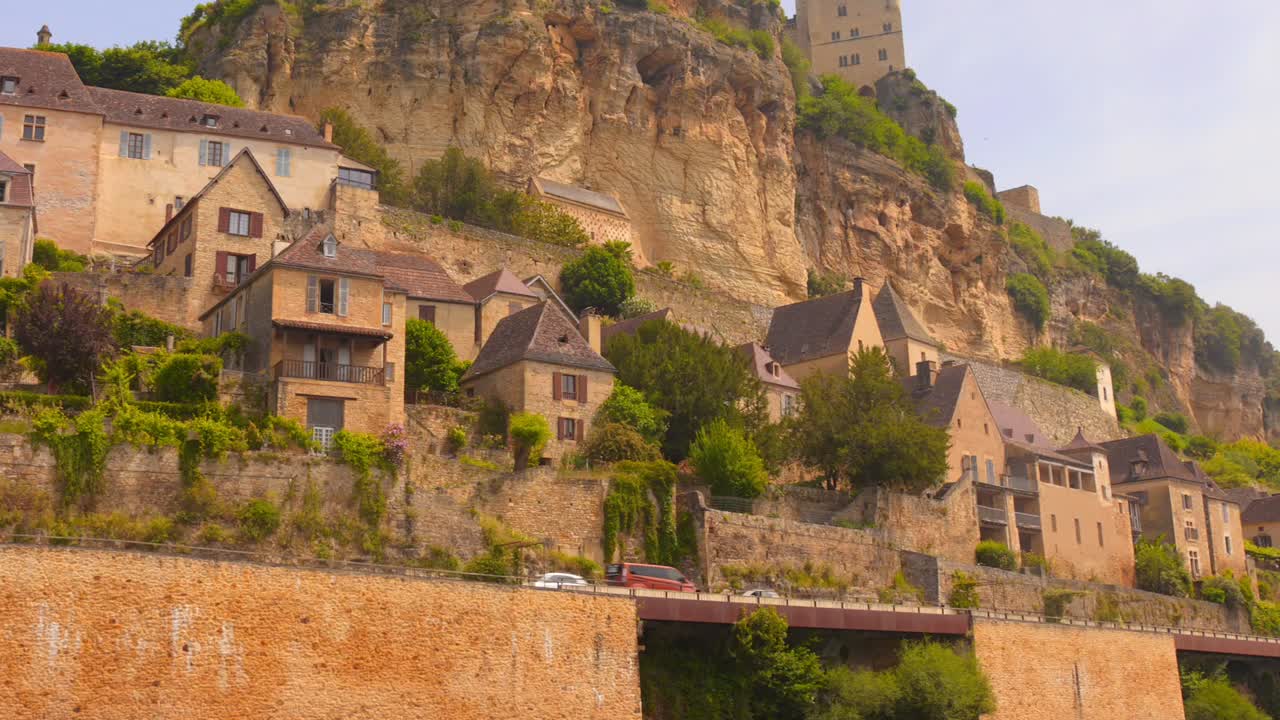 Scenic view of Beynac's charming hillside houses in France's best village