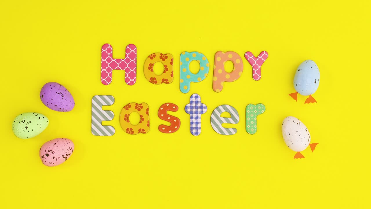 황색 테마의 행복한 부활절 스 모션 애니메이션