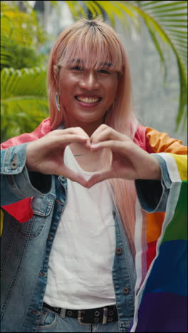 proud lgbtq+ person showing support