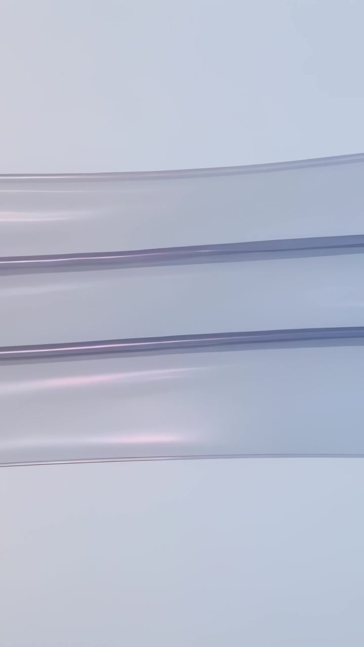 Vertical video: Appearing upper three sheer curved ribbons sliding and looping on pale backdrop
