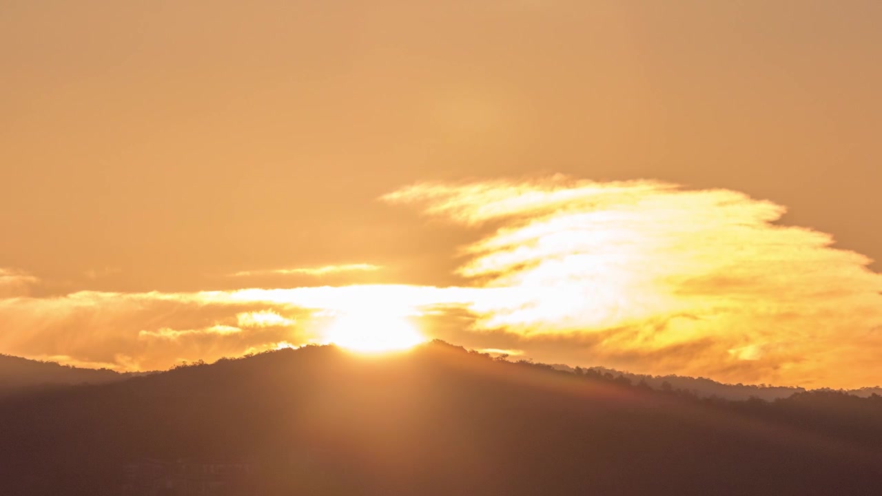Morning Glory: Close-Up Timelapse of Albano Lake Coast at Sunrise, Rome Province, Latium, Central Italy. Hills Awash in the Gentle Glow of Orange Morning Light