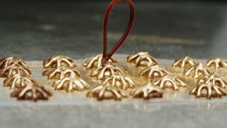 making gourmet gold-sprinkled chocolate candies