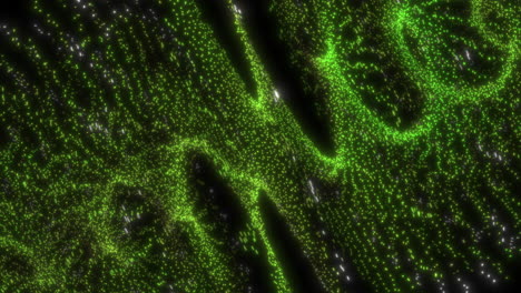 visualización abstracta de galaxias de remolino con múltiples capas que giran con partículas verdes brillantes - animación 3d fondo de diseño de movimiento 4k