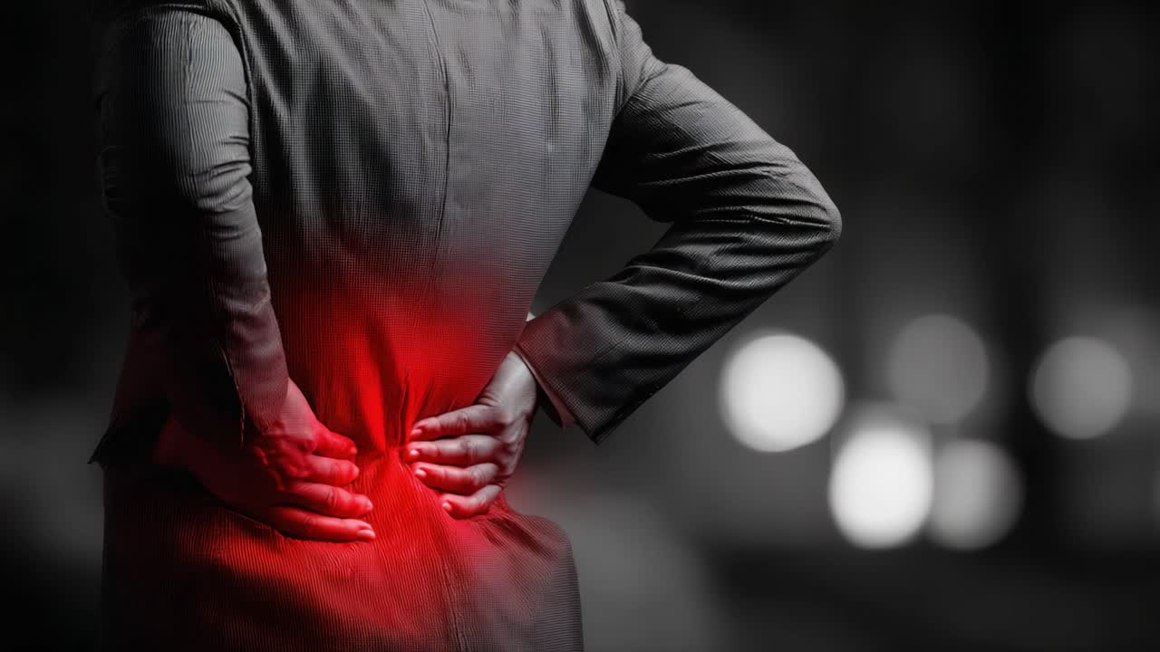 Depiction of Chronic Back Pain: A Visual Interpretation Showing the Struggles and Impact of Discomfort on Daily Life in a Captivating Artistic Style