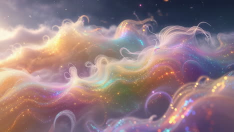 dreamlike swirls of iridescent light and sparkles