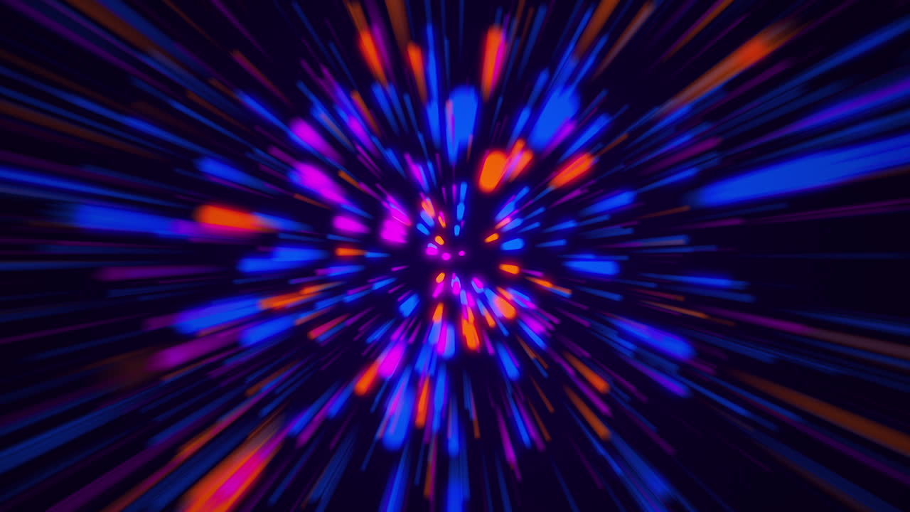 Abstract Neon Hyperspace Looping Rays 4K - Blue, Red, and Purple
