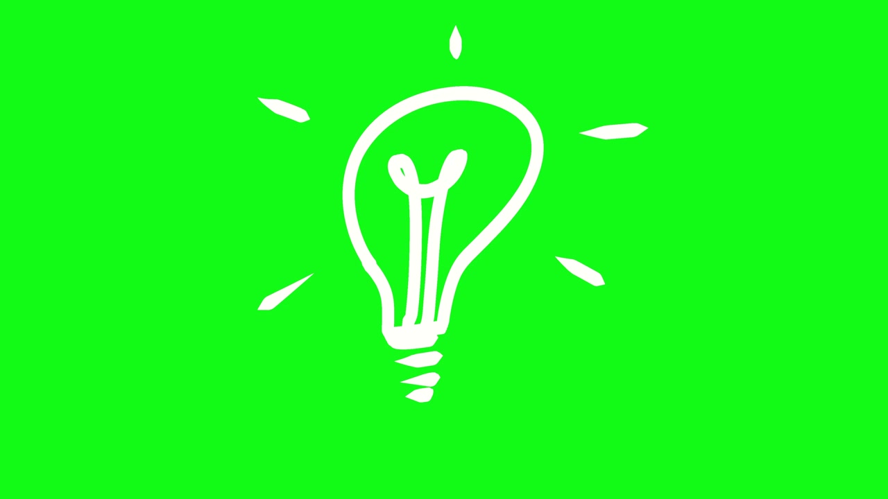 Animazione di lampadina disegnata a mano su schermo verde