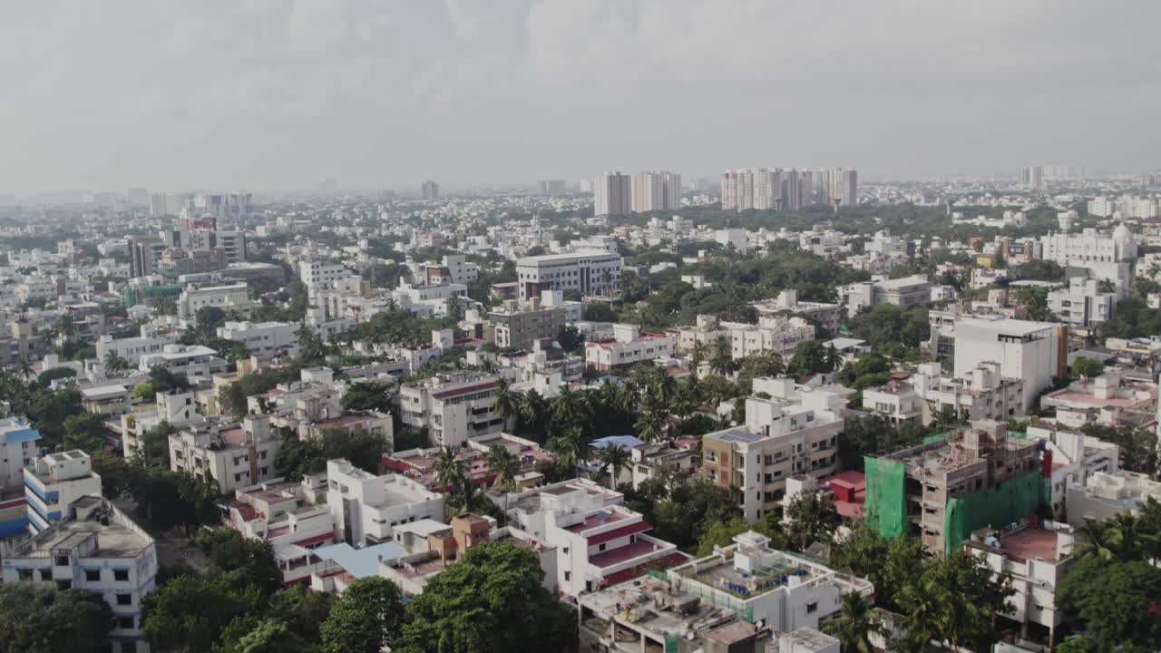 Video aereo della città dell'India meridionale Chennai